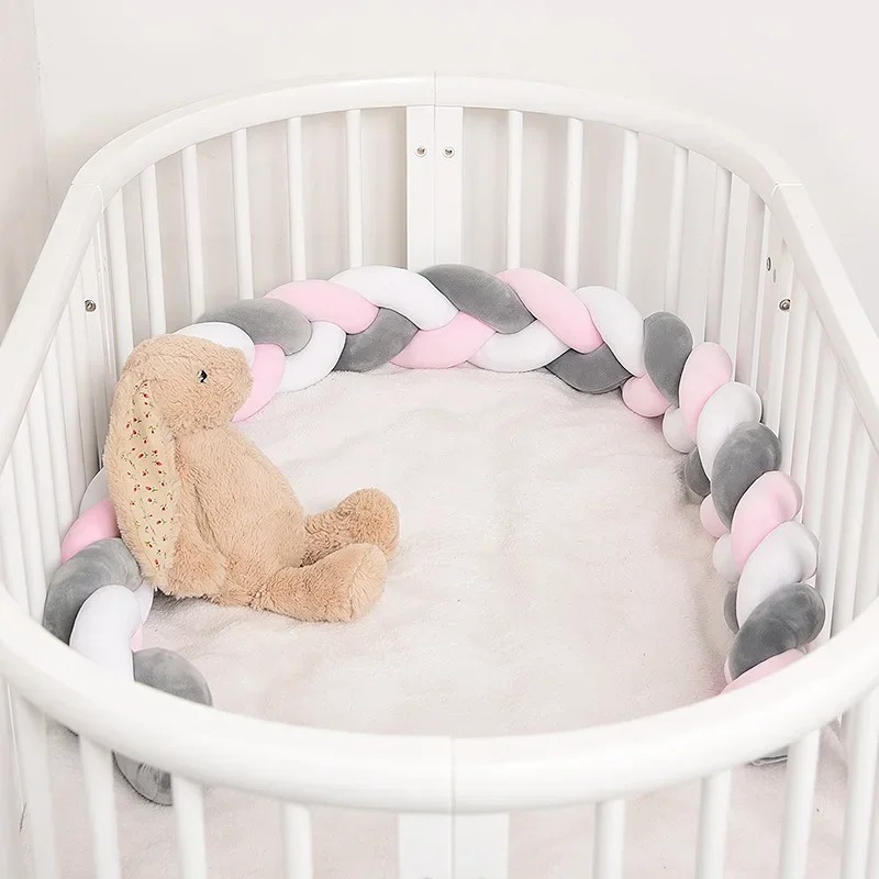 Baby Nursery Glider - 長い結び目のあるバンパー,編組ベビーベッド,衝突防止,位置情報,周囲保護,3m,3ストランド