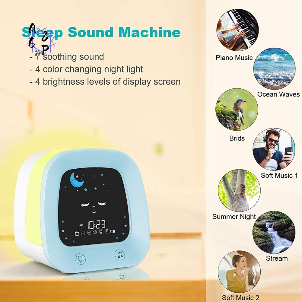 Sound Sleep Trainer Clock - A68P-1セット目覚まし時計 子供用目覚まし時計 子供用睡眠トレーニング時計 4色の幼児用ナイトライト付き 睡眠サウンドマシン