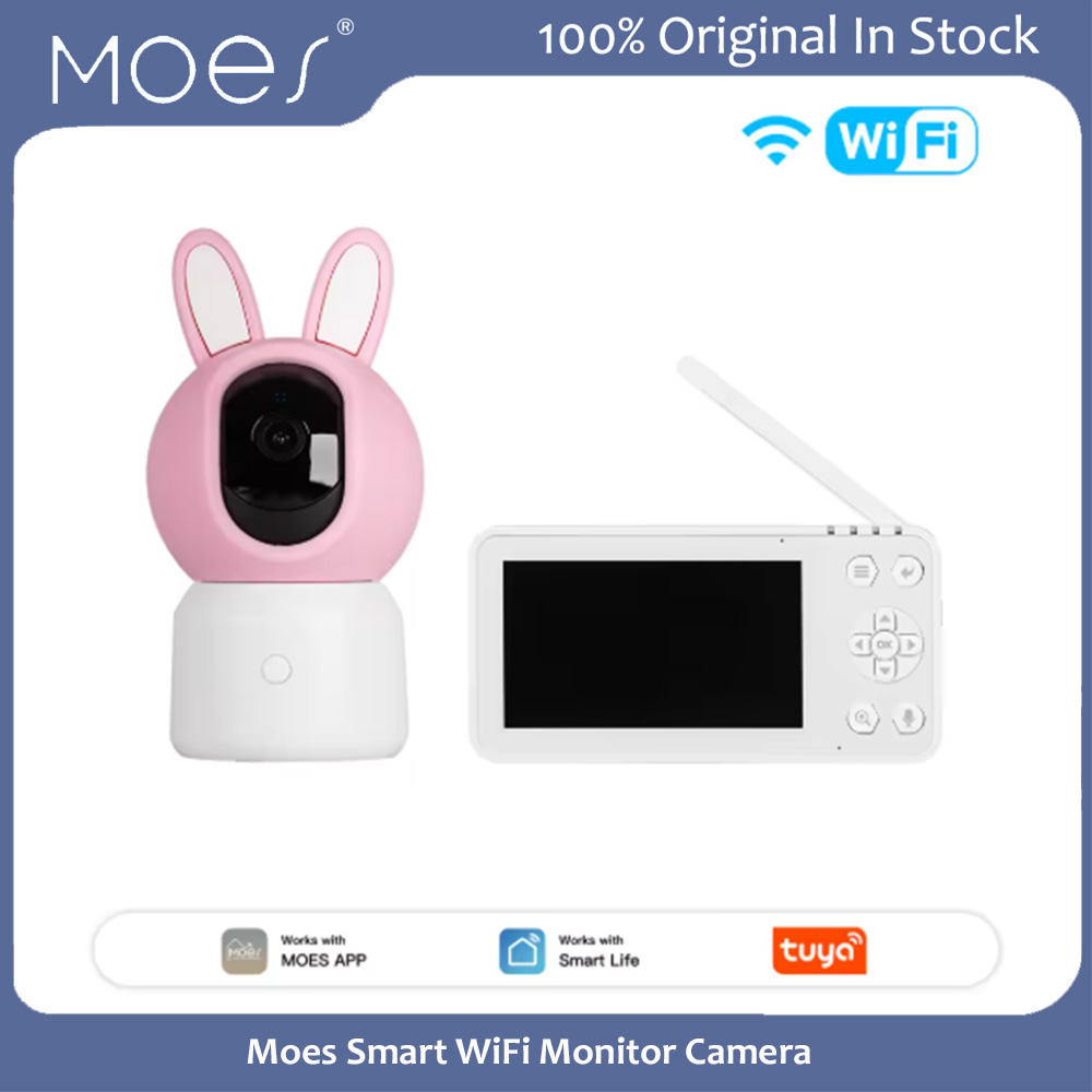 Wearable Baby Monitor - Moes TuyaスマートWiFiモニターカメラ（ベビー/ペット/家庭用）4.5インチLCDスクリーン、温度・湿度表示、アプリによるリアルタイム通知機能付き