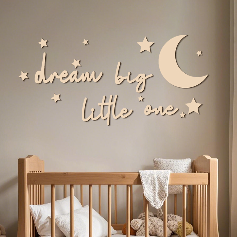 Baby Nursery Letters - Dream Big Little One 木製看板 ウォールステッカー