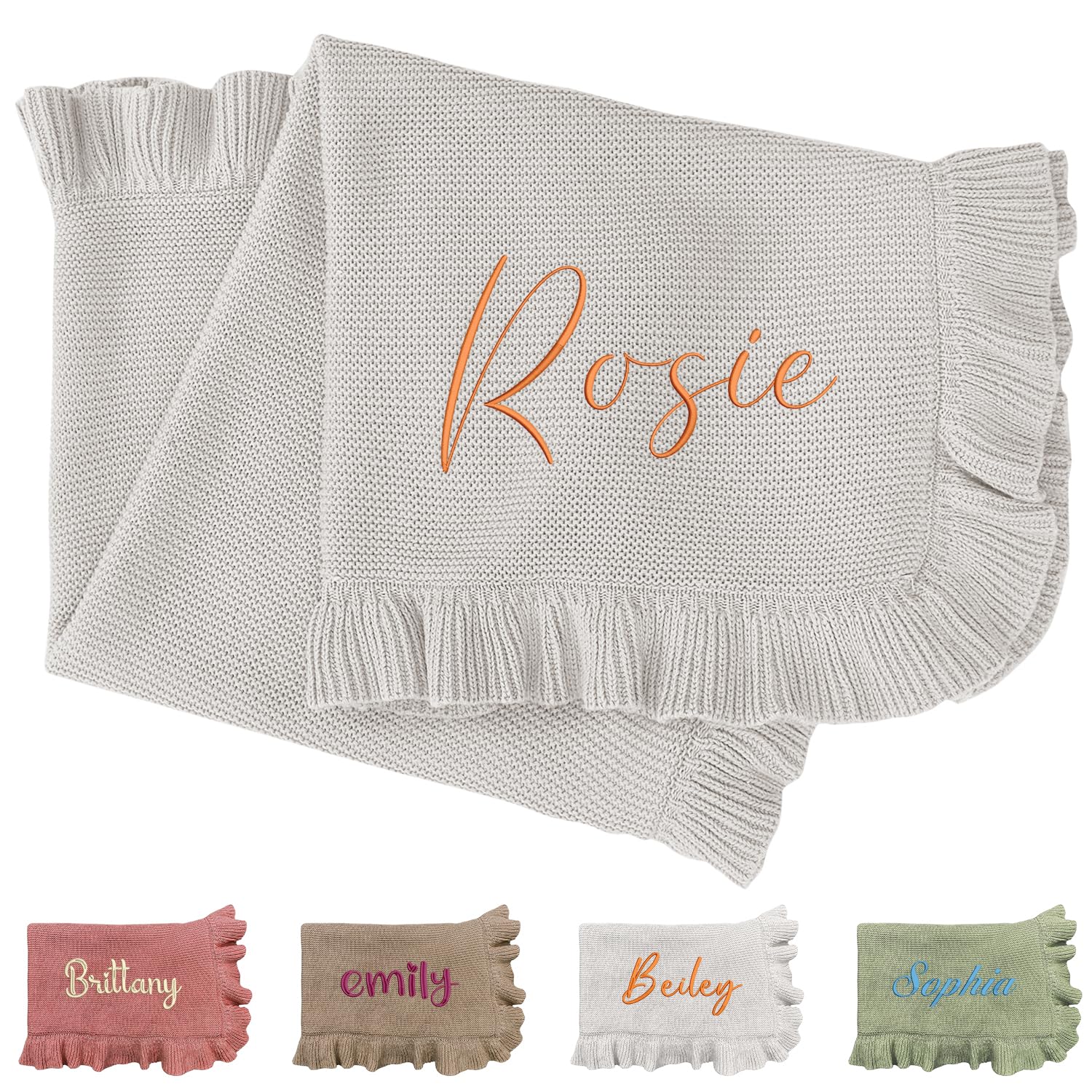 Baby Nursery Embroidery - パーソナライズされたニットベビーブランケット新生児女の子と男の子用カスタマイズ刺繍名ロゴ子供の誕生日プレゼントアラビアブランケット