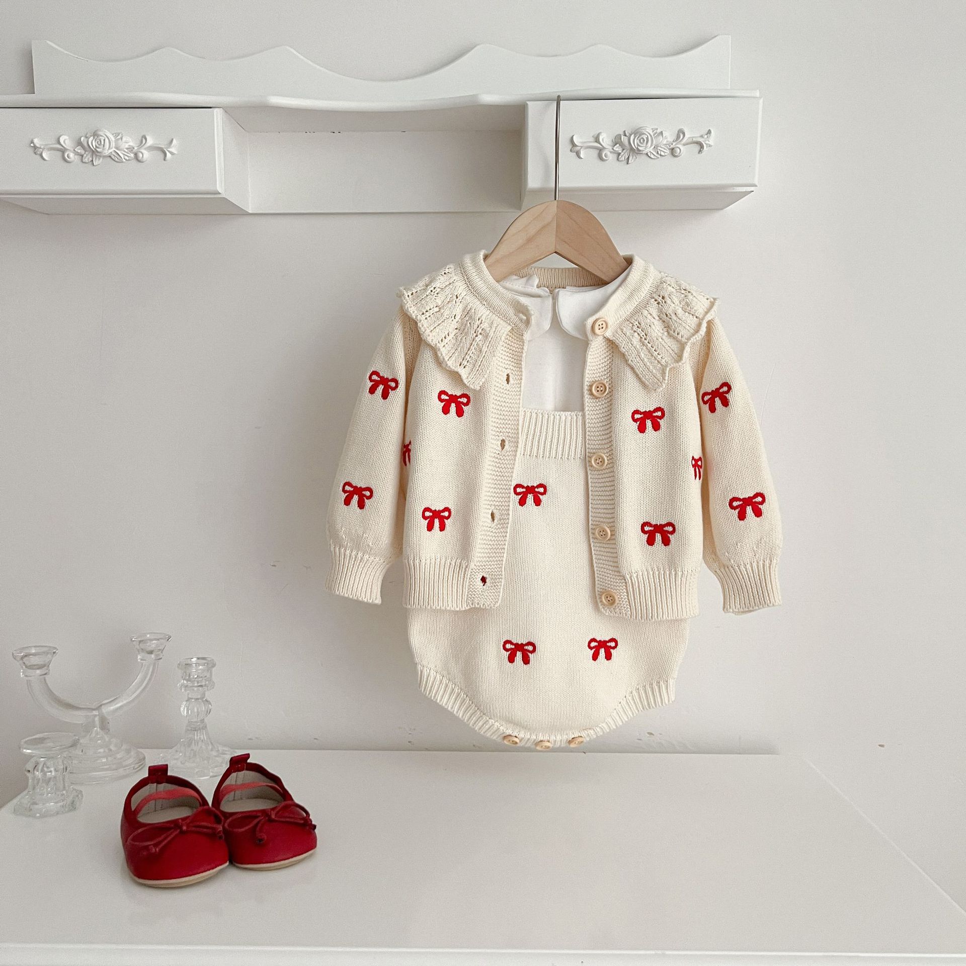 Baby Nursery Embroidery - 秋冬新生児幼児女の赤ちゃんロンパースニット刺繍コートロンパース子供ワンピースファッションベビー服