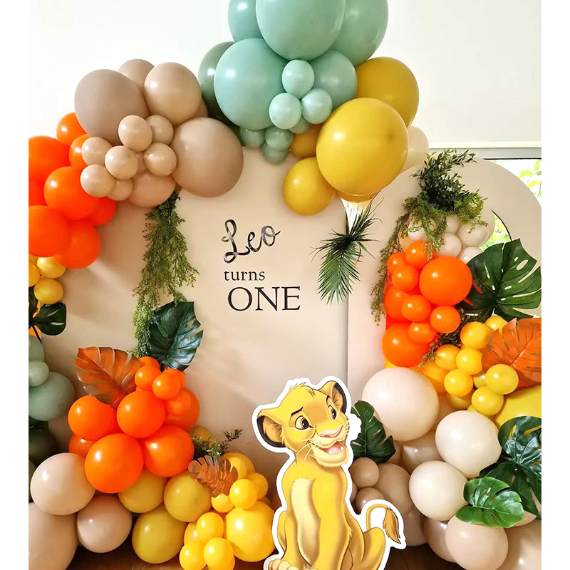 Baby Nursery Jungle Theme - ライオンキングをテーマにしたバルーンガーランドアーチキット、ジャングルサファリアニマルパーティーバルーンセット、誕生日、ベビーシャワー、パーティー用品