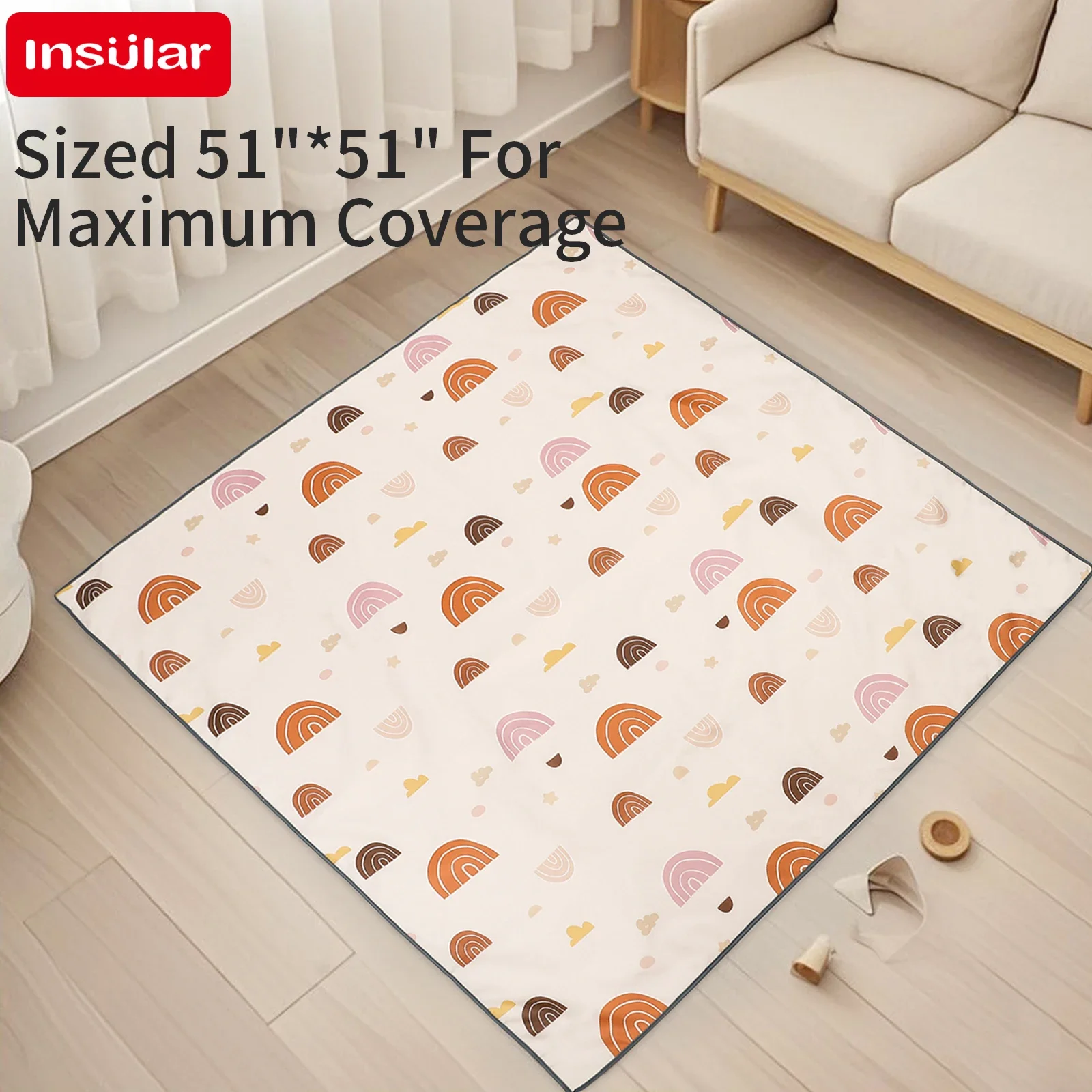Baby Mattress Waterproof - INSULAR 折りたたみ式ベビープレイマット、防水滑り止め教育用クライミングパッド、耐久性のある保育園用子供用フロアマットレス、0～3歳用