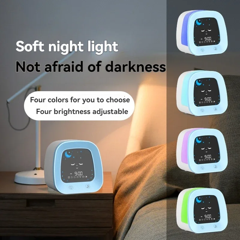 Sound Sleep Trainer Clock - 子供用睡眠トレーナー目覚まし時計 4色ナイトライトと睡眠サウンドマシン ブルー ピンク 幼児と子供向け