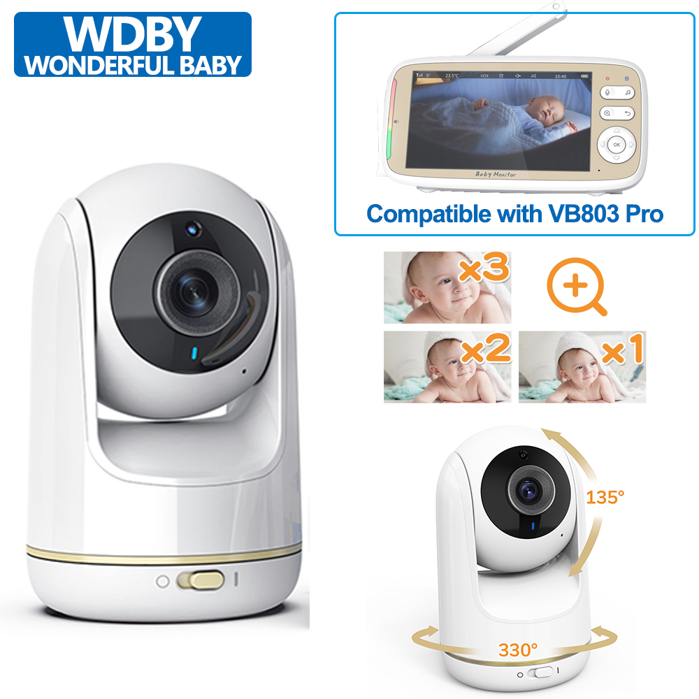 Wearable Baby Monitor - VB803プロビデオベビーモニター用セパレートカメラ、ズームAPPコントロール、温度センサー、IRナイトビジョン、ベビーモニターアクセサリー