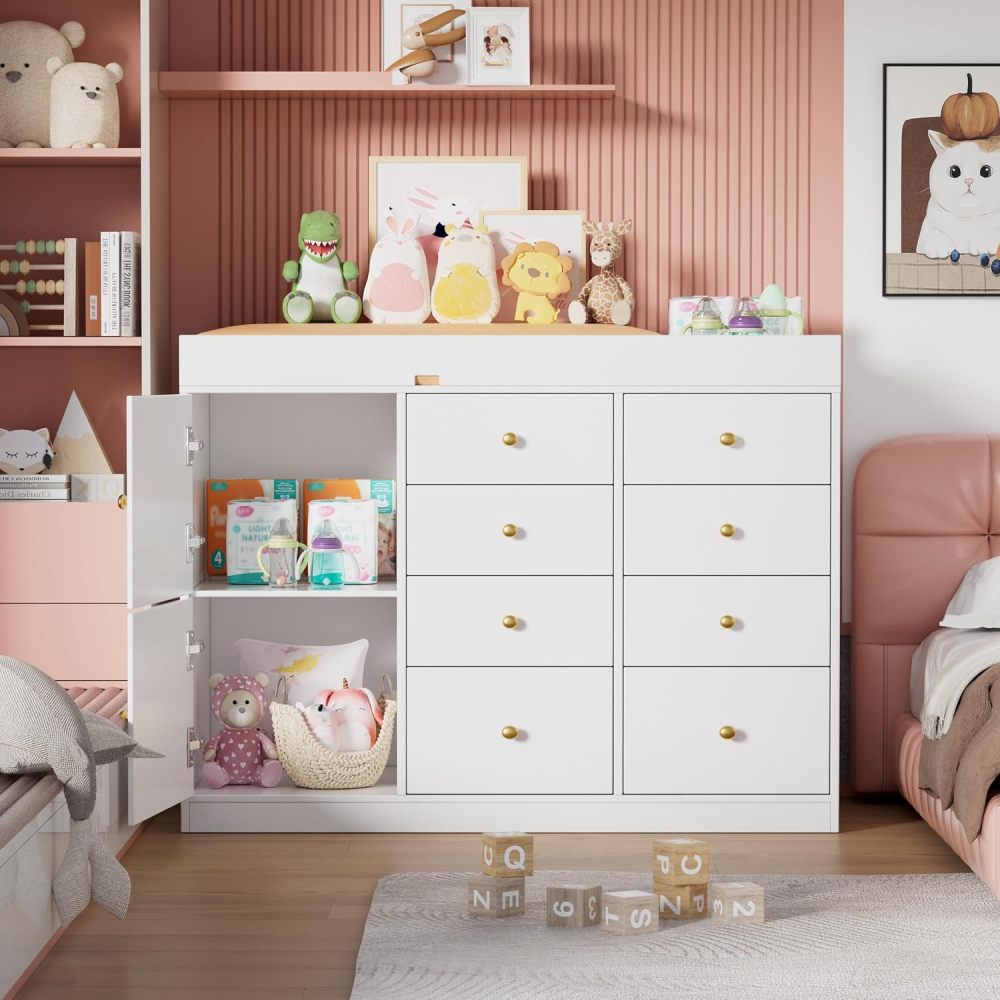 ベビークラシックナーサリードレッサー（8つの引き出しと2つの - Baby Nursery Dresser Changing Table のレビューと価格
