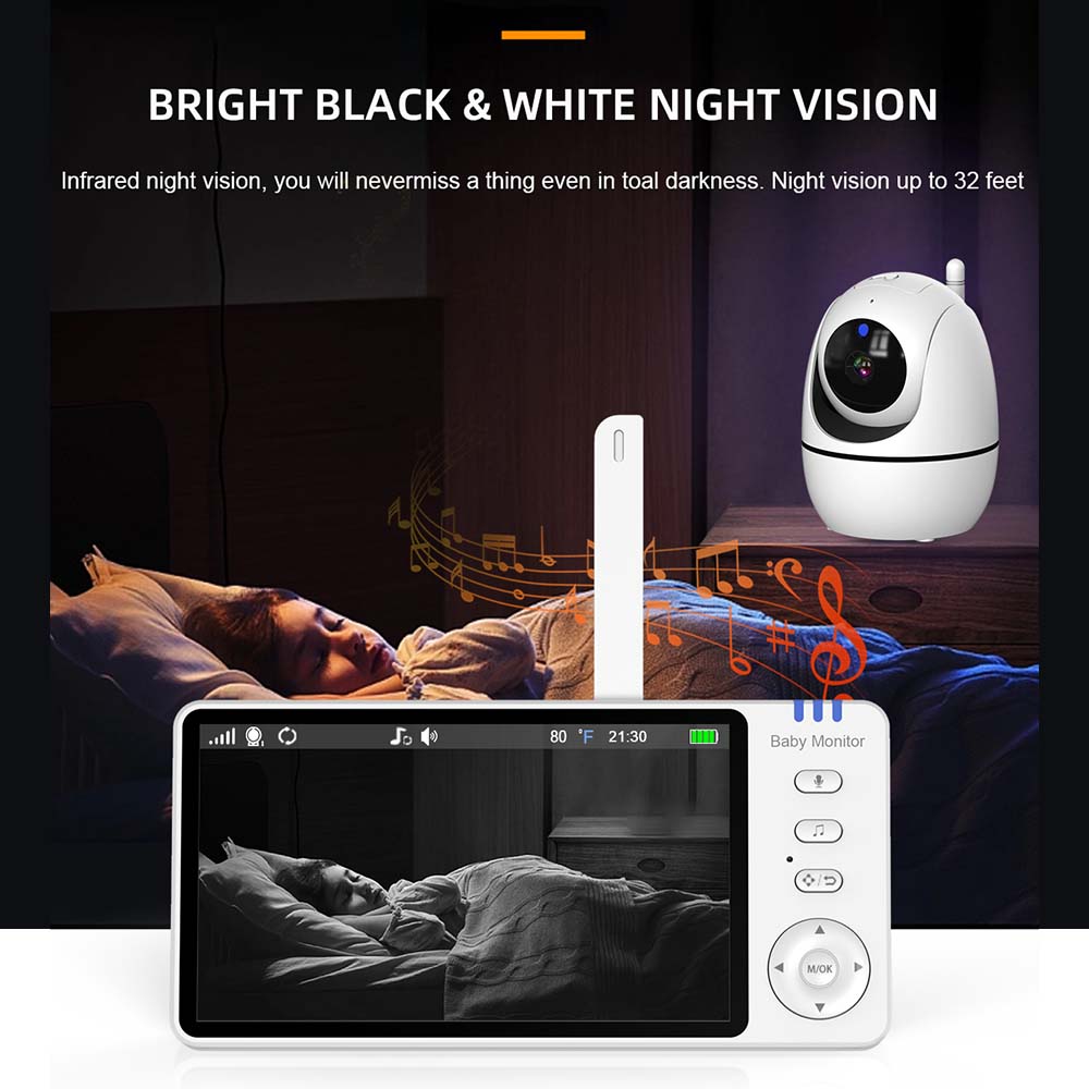 5インチビデオベビーモニター、屋内ワイヤレス双方向オーディオ - Wearable Baby Monitor のレビューと価格