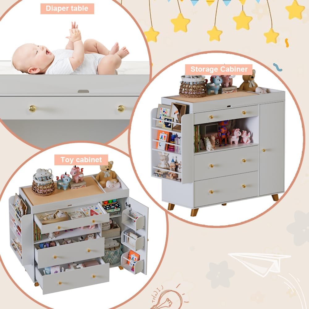 ベビー用おむつ交換台付きナーサリードレッサー、モダンなおむつ - Baby Nursery Dresser Changing Table のレビューと価格