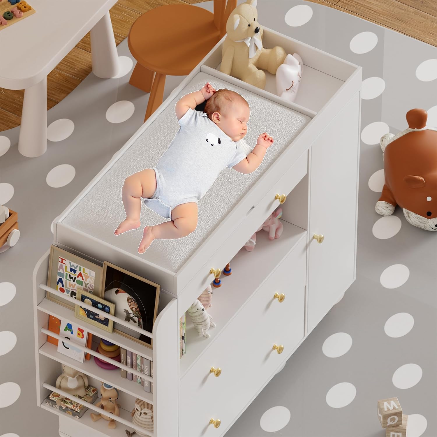 ベビー用おむつ交換台付きナーサリードレッサー、モダンなおむつ - Baby Nursery Dresser Changing Table のレビューと価格