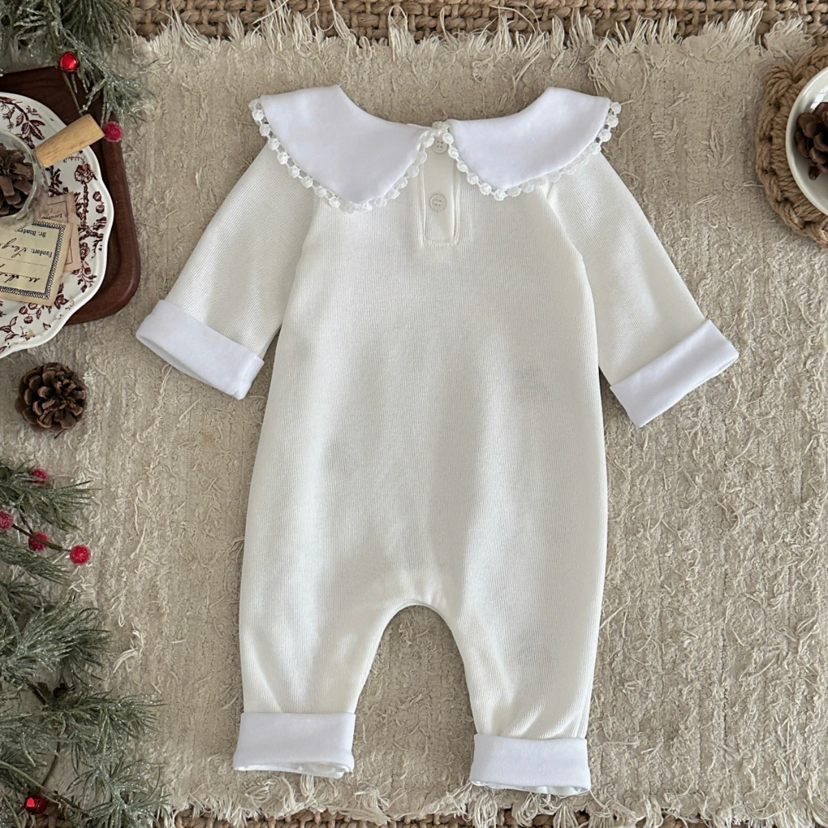 スイートチェリー刺繍ベビーロンパース春秋ピーターパン襟長袖柔 - Baby Nursery Embroidery のレビューと価格