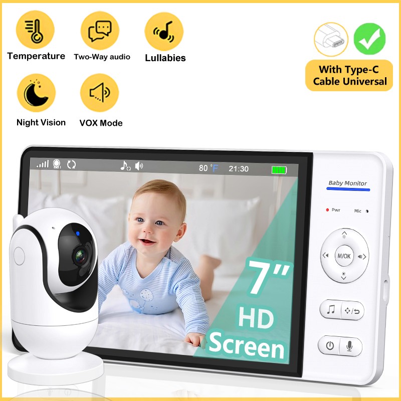 WiFiなし 7インチ ベビーモニター 双方向音声 ナイトビ - Wearable Baby Monitor のレビューと価格