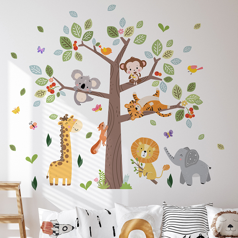 大きなジャングル動物ウォールステッカービニール象キリン動物園 - Baby Zoo Nursery のレビューと価格