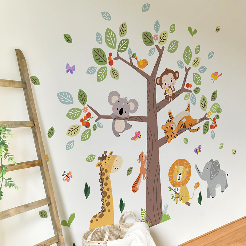 大きなジャングル動物ウォールステッカービニール象キリン動物園 - Baby Zoo Nursery のレビューと価格