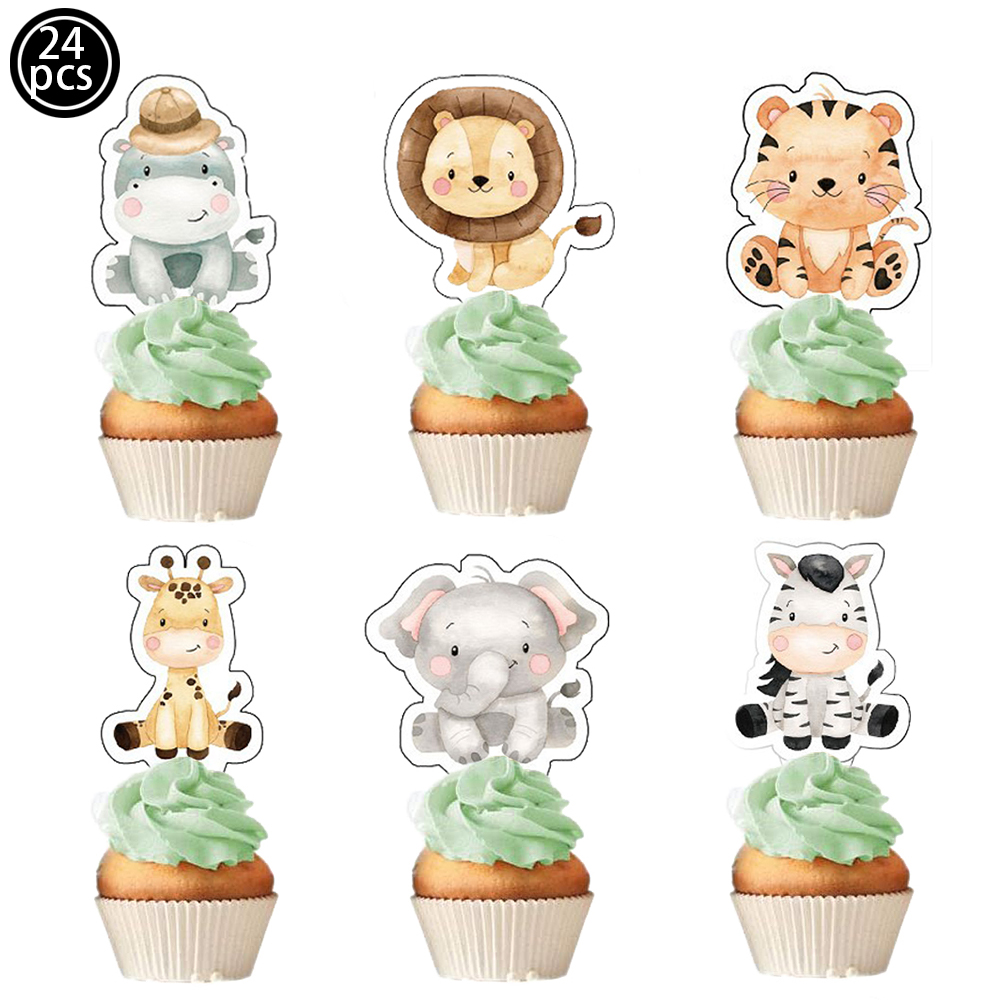 サファリ ベビーシャワー カップケーキトッパー ジャングル動 - Baby Nursery Jungle Theme のレビューと価格