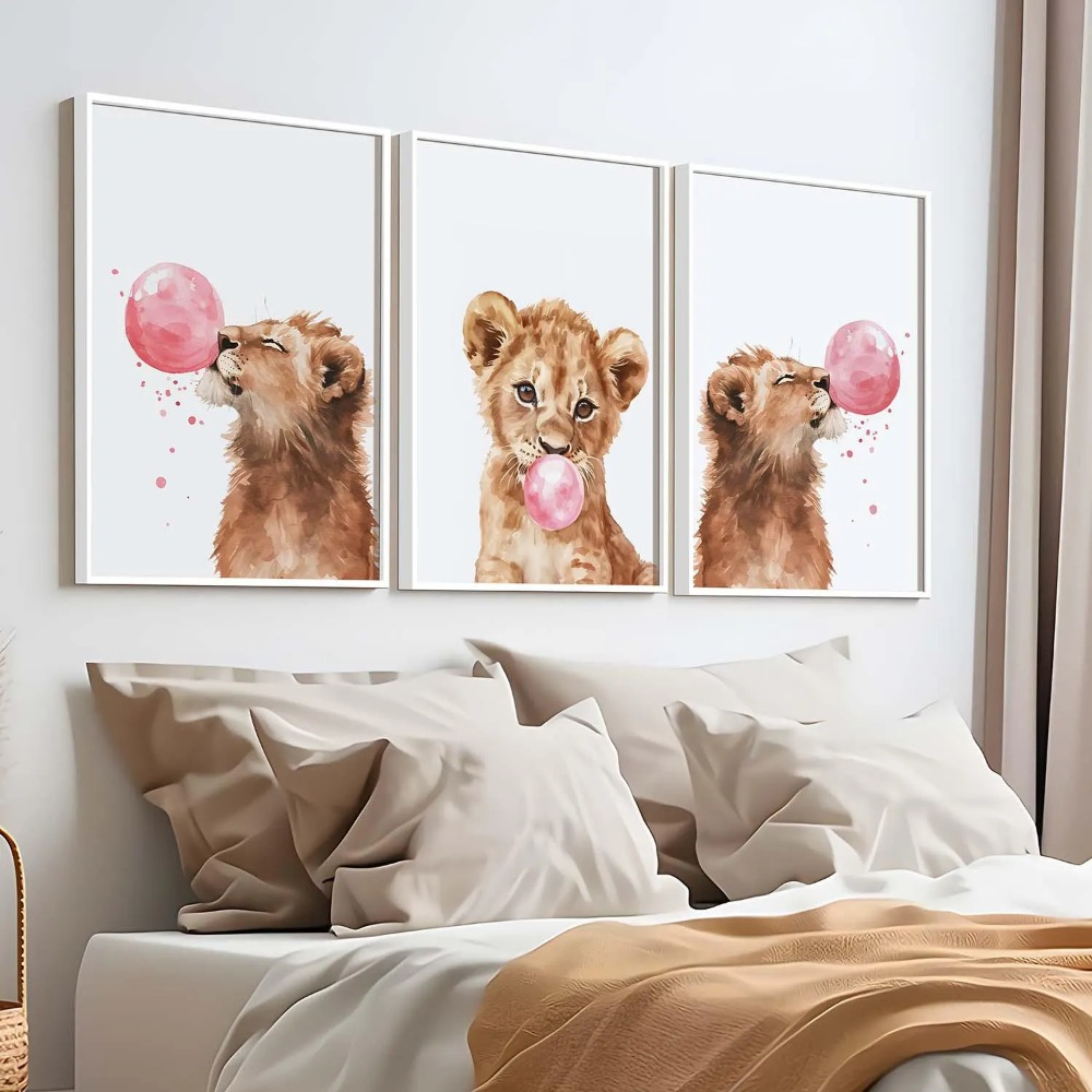 ライオンの子の保育園用ウォールアートセット、赤ちゃん動物プリ - Baby Nursery Jungle Theme のレビューと価格