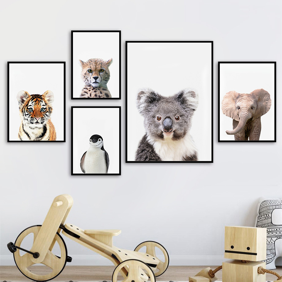 1枚のフレームレスキャンバス絵画、赤ちゃん向けサファリ動物保 - Baby Zoo Nursery のレビューと価格