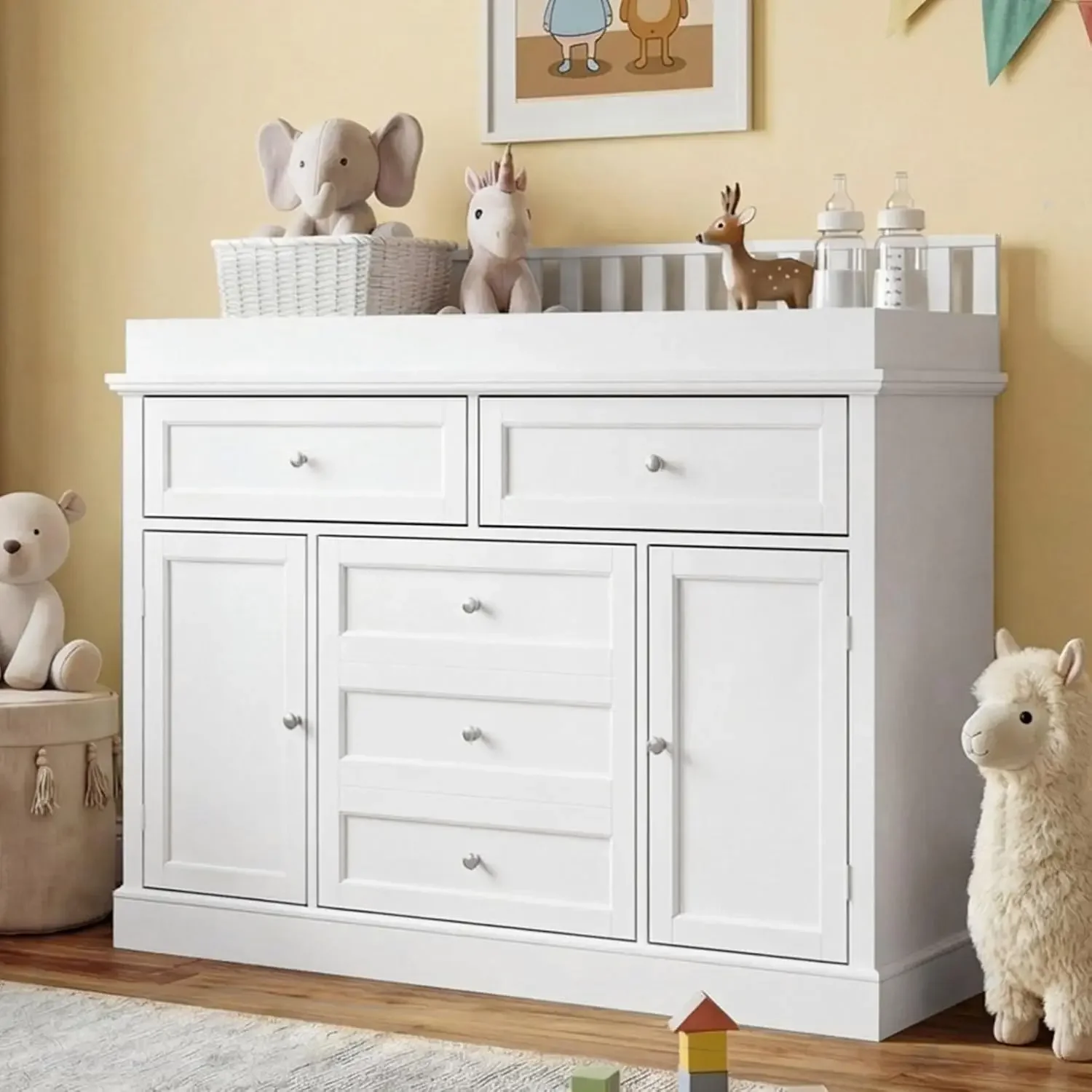 46個の収納引き出しと扉付きのベビー用ドレッサー、おむつ交換 - Baby Nursery Dresser Changing Table のレビューと価格