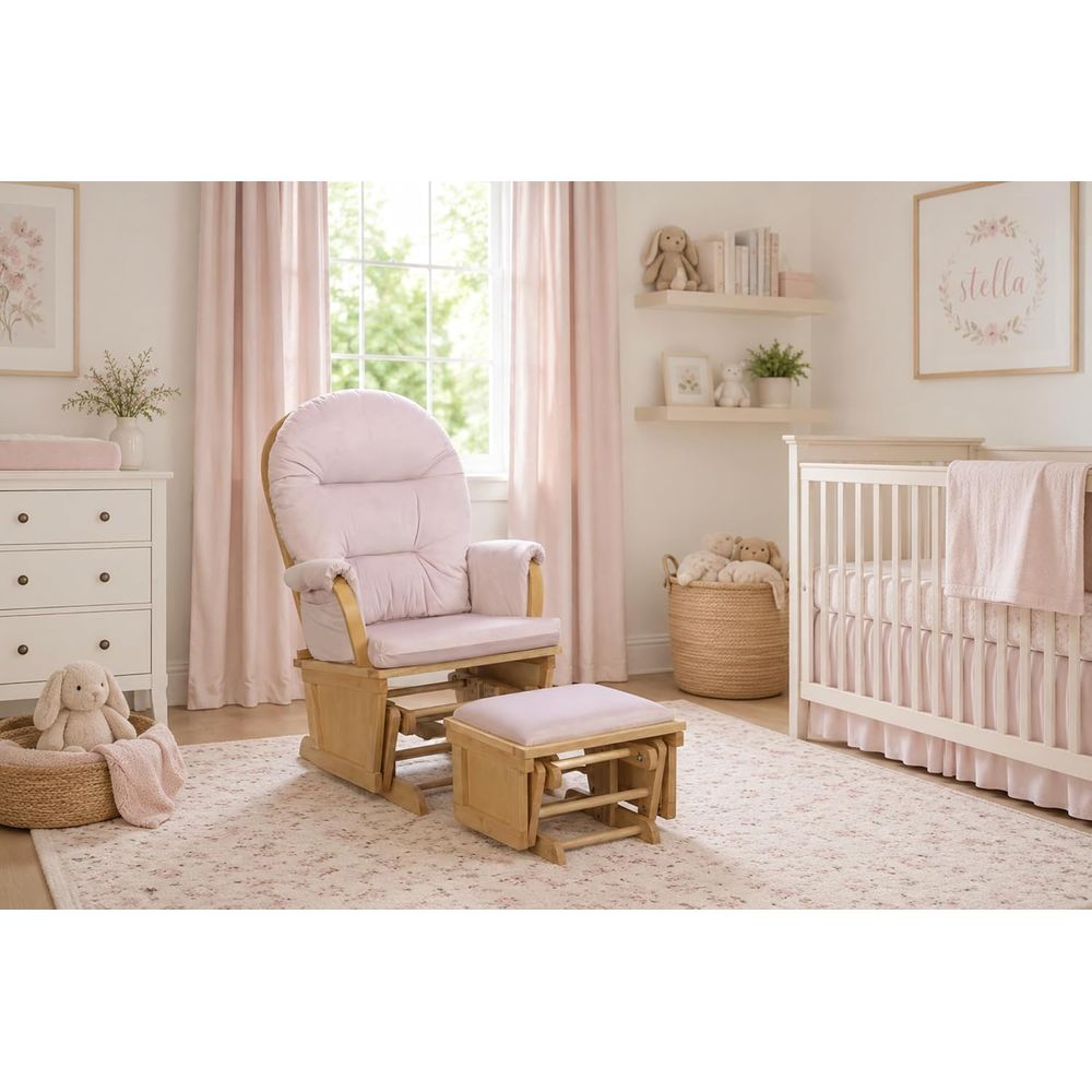 マディソンナーサリーロッキングチェア、オットマン付き、木製グ - Baby Nursery Glider のレビューと価格